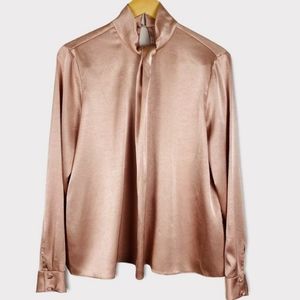 Alex Marie mock neck Satan blush blouse